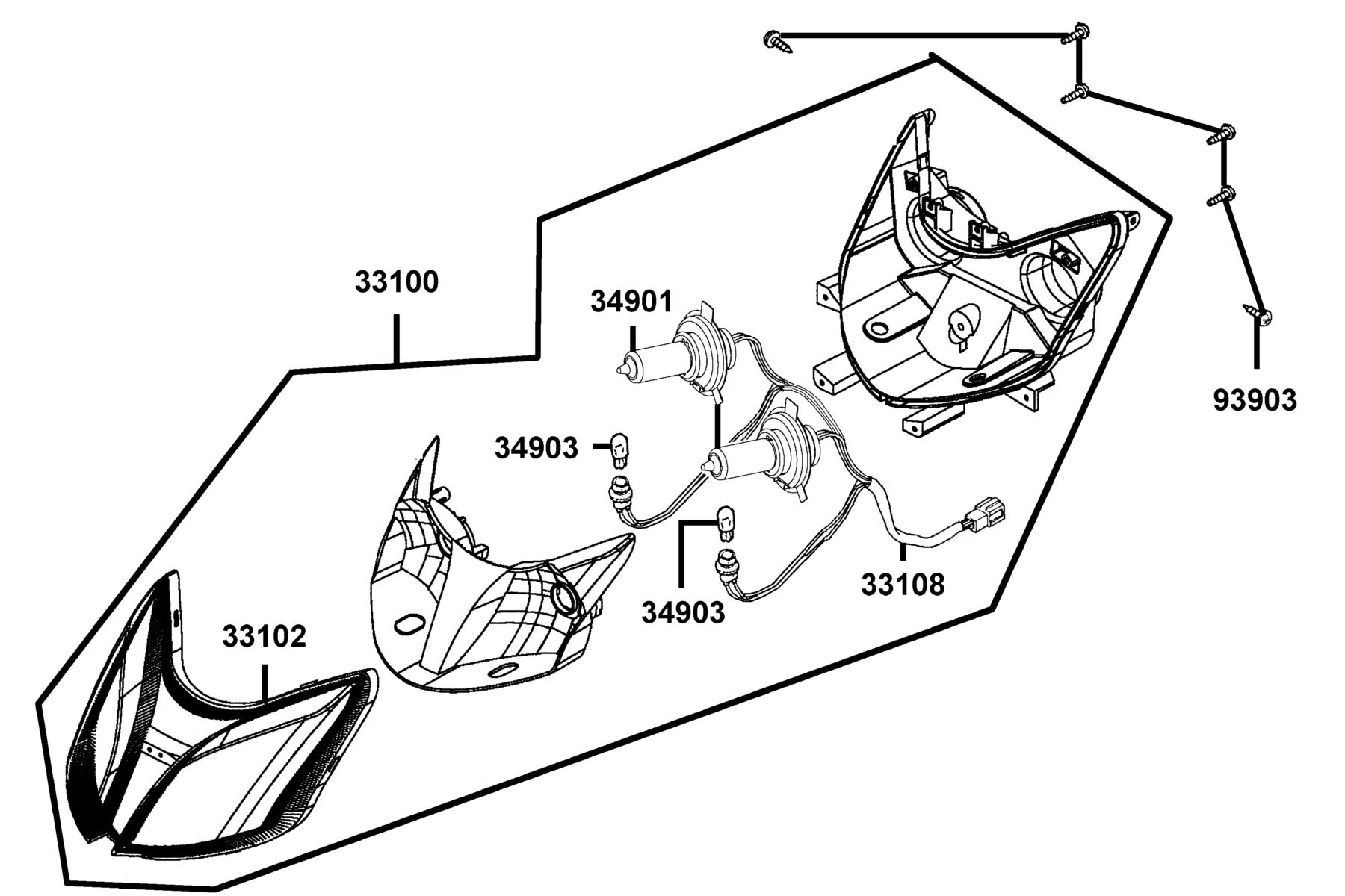 KYMCO SUPER8 150 (2011+) Head Light parts diagram