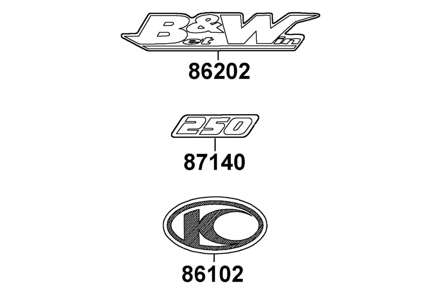 F25 Emblem and Stripe parts diagram