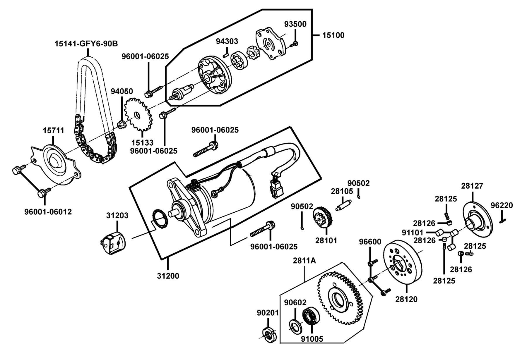 MONGOOSE 90S(2020) Starting Motor●Oil Pump parts diagram