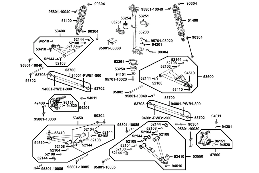 F06 Post Steering parts diagram