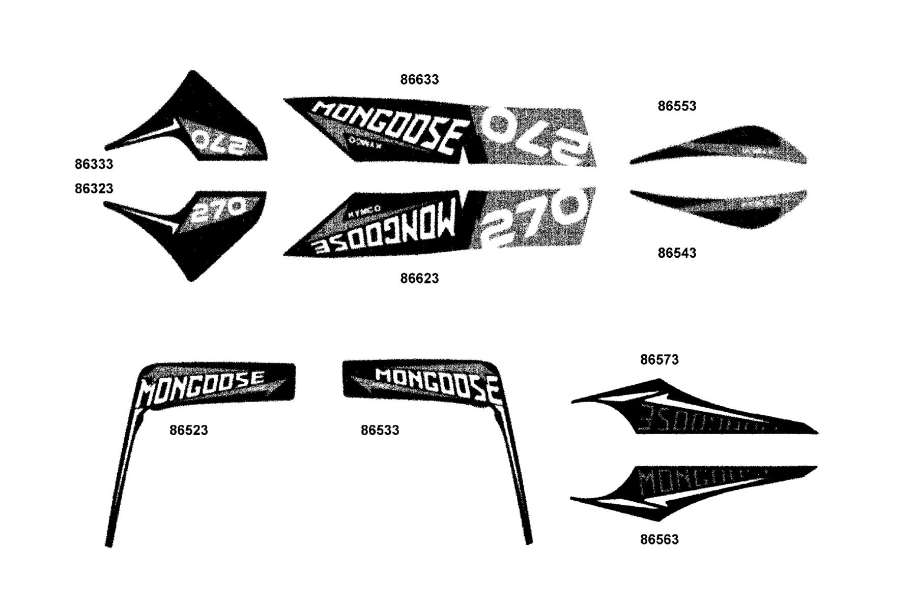 Mongoose(2021) Emblem ● Stripe parts diagram