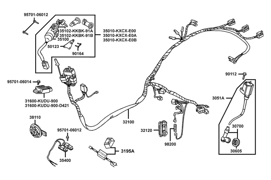 F22 Wire Harness parts diagram