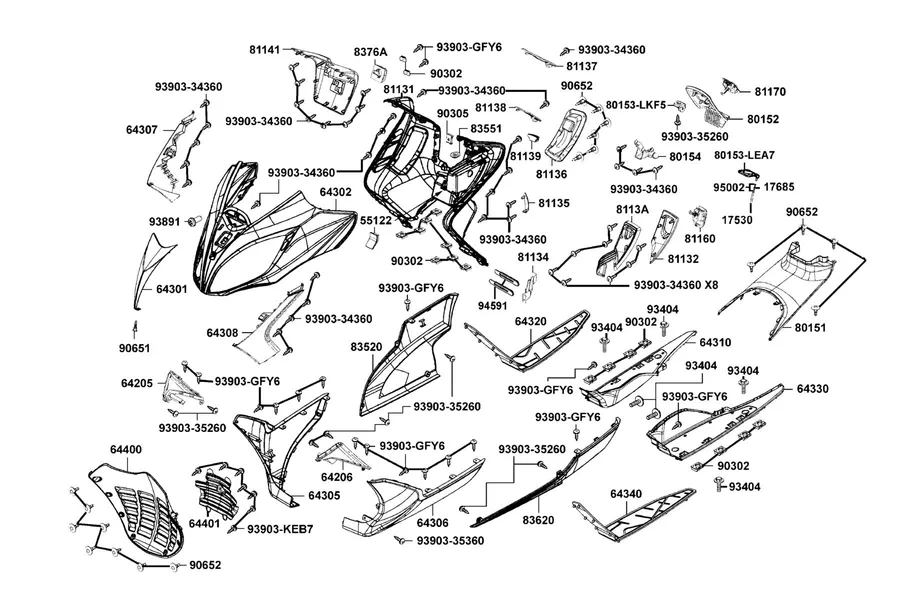 F05 Fender Front parts diagram
