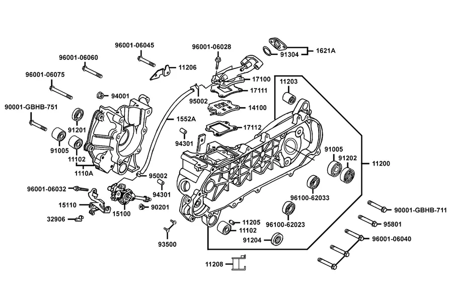 E09 Crankcase and Oil Pump parts diagram