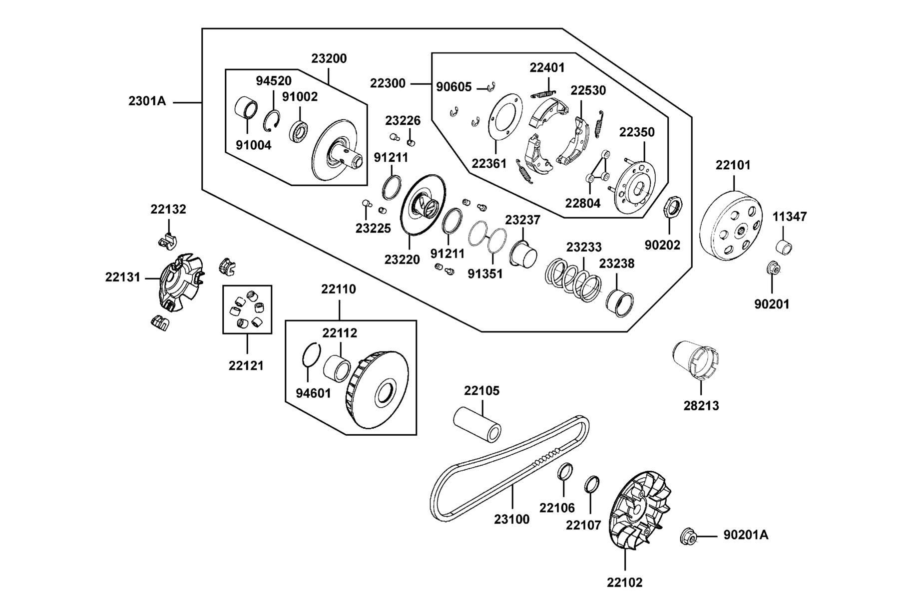 MXU 270(2019) Drive Pulley parts diagram