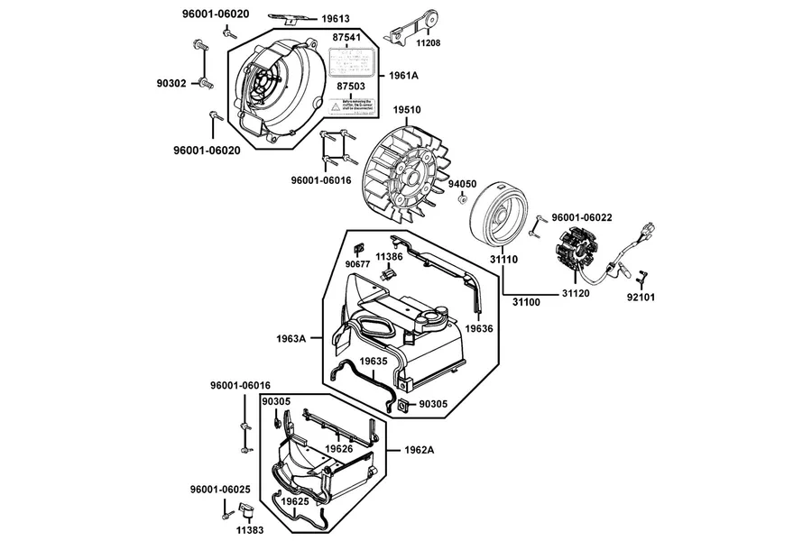E07 Fan Cover and Generator parts diagram