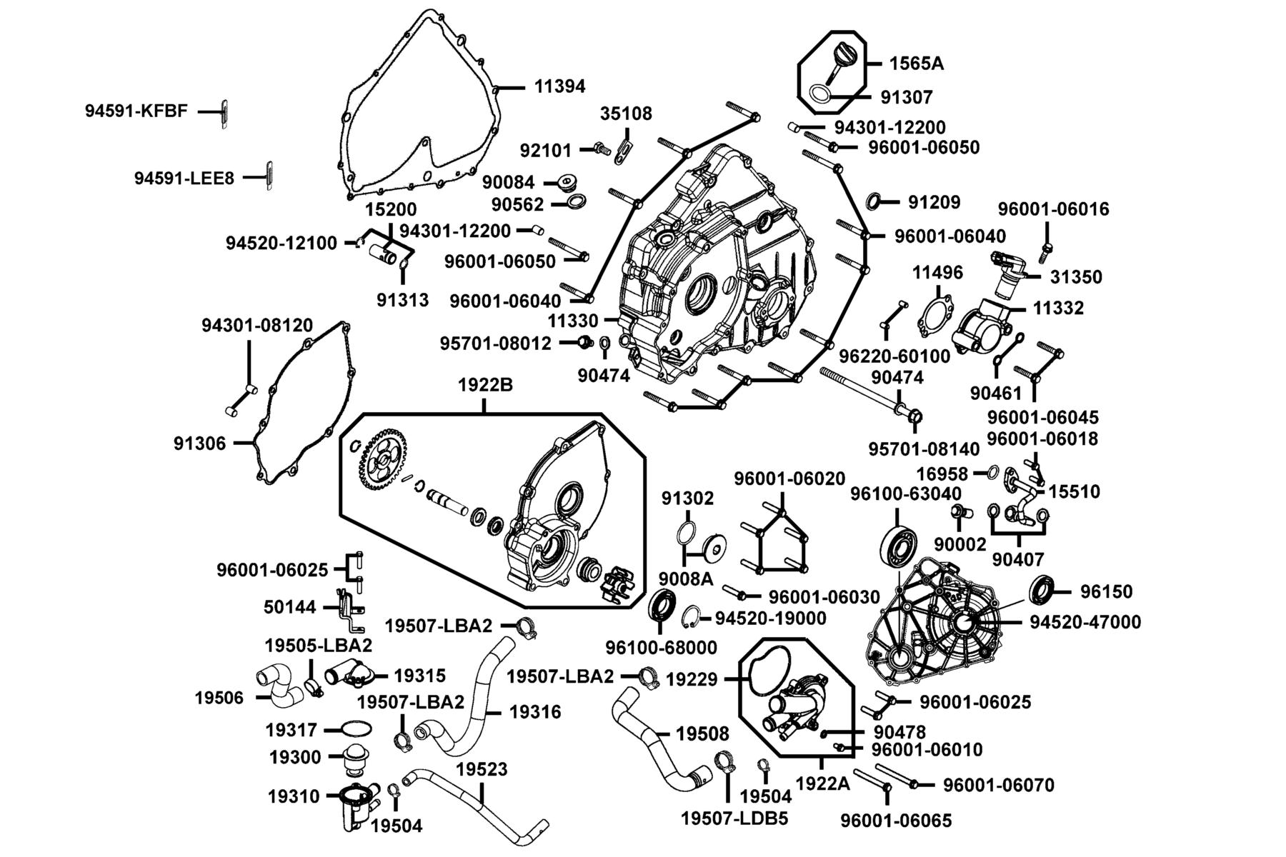 UXV 450i Platform 2023MY Cover Left Crank Case parts diagram