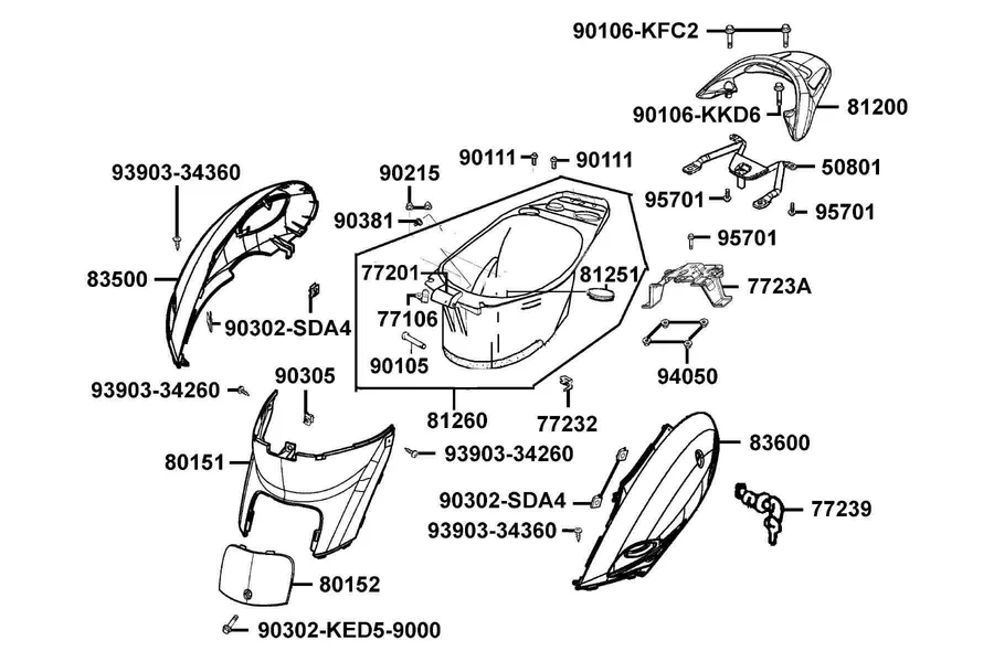 F13 Body Cover and Luggage Box parts diagram