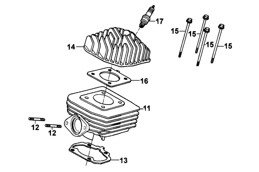 E02 Cylinder Head and Cylinder parts diagram