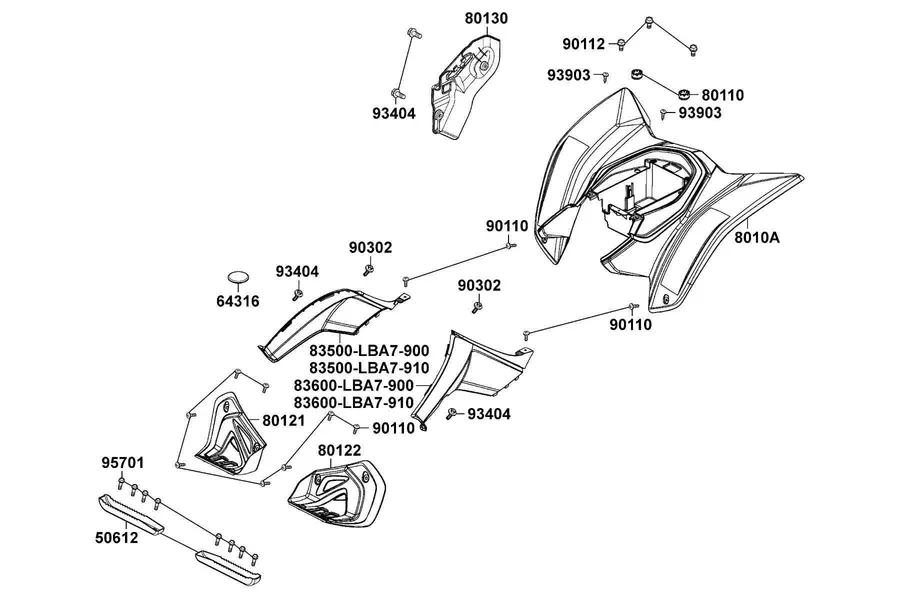 F12 Fender Rear parts diagram