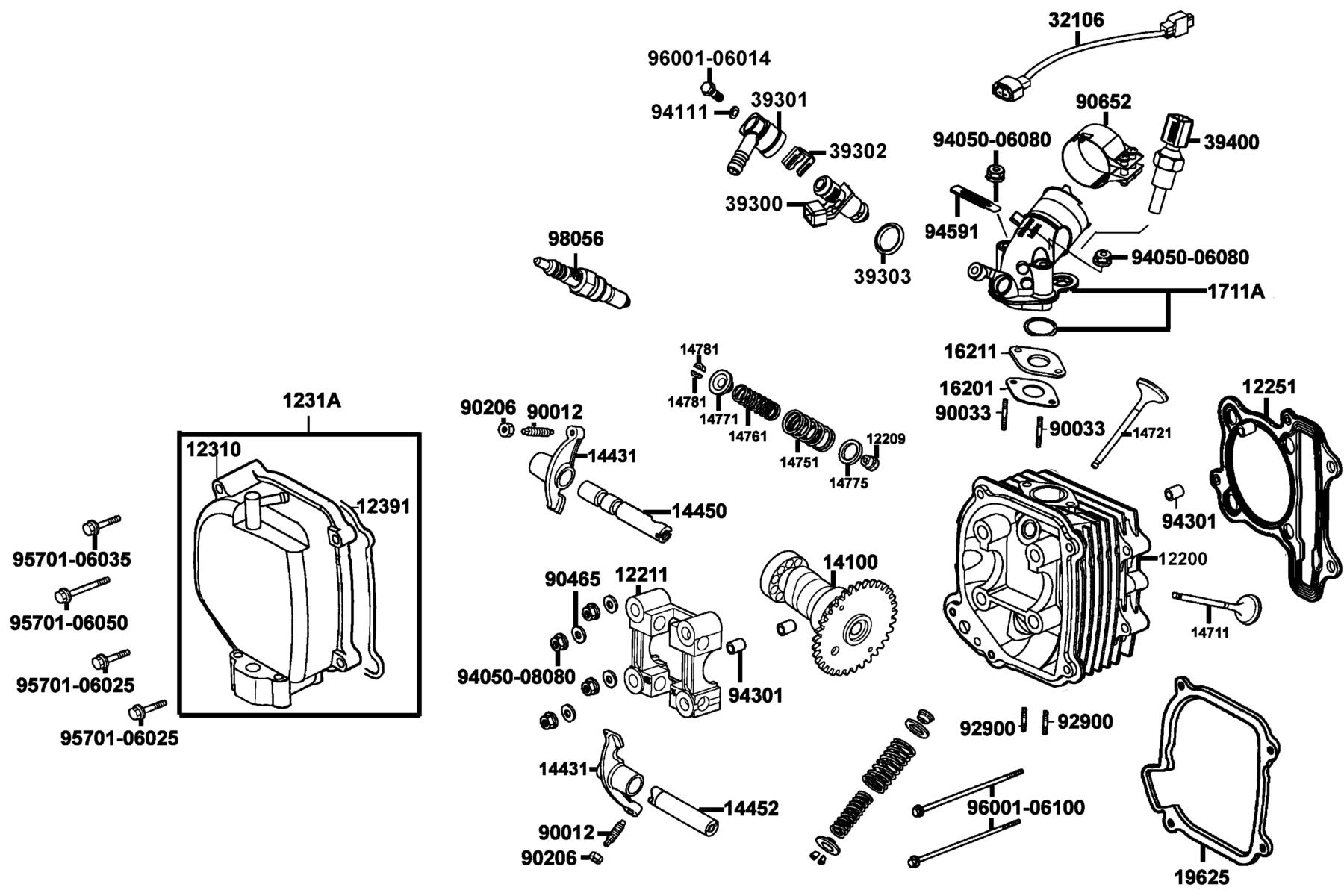 LIKE 200(2010~) Cylinder Head parts diagram