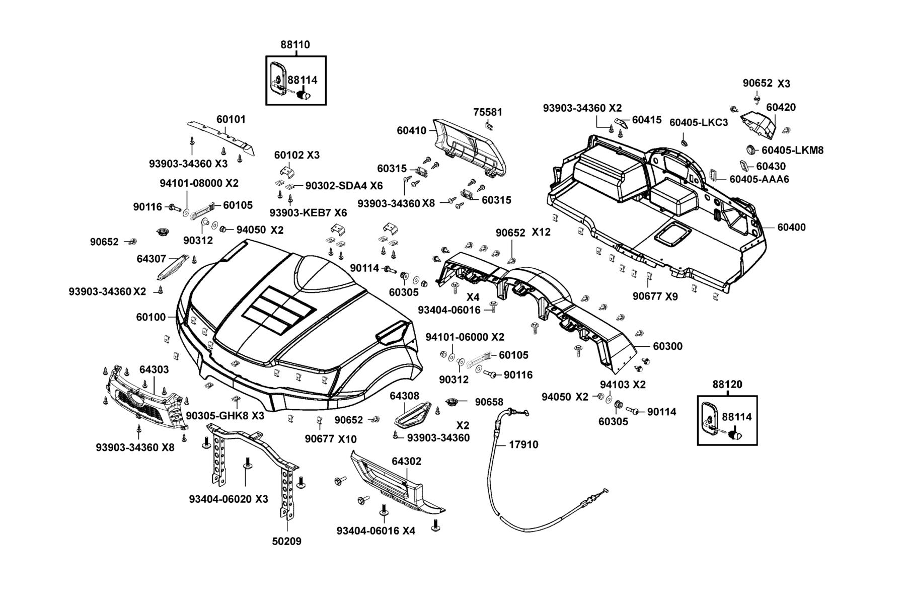 KYMCO UXV 700i (Off Road) (2014) Fender Fr parts diagram