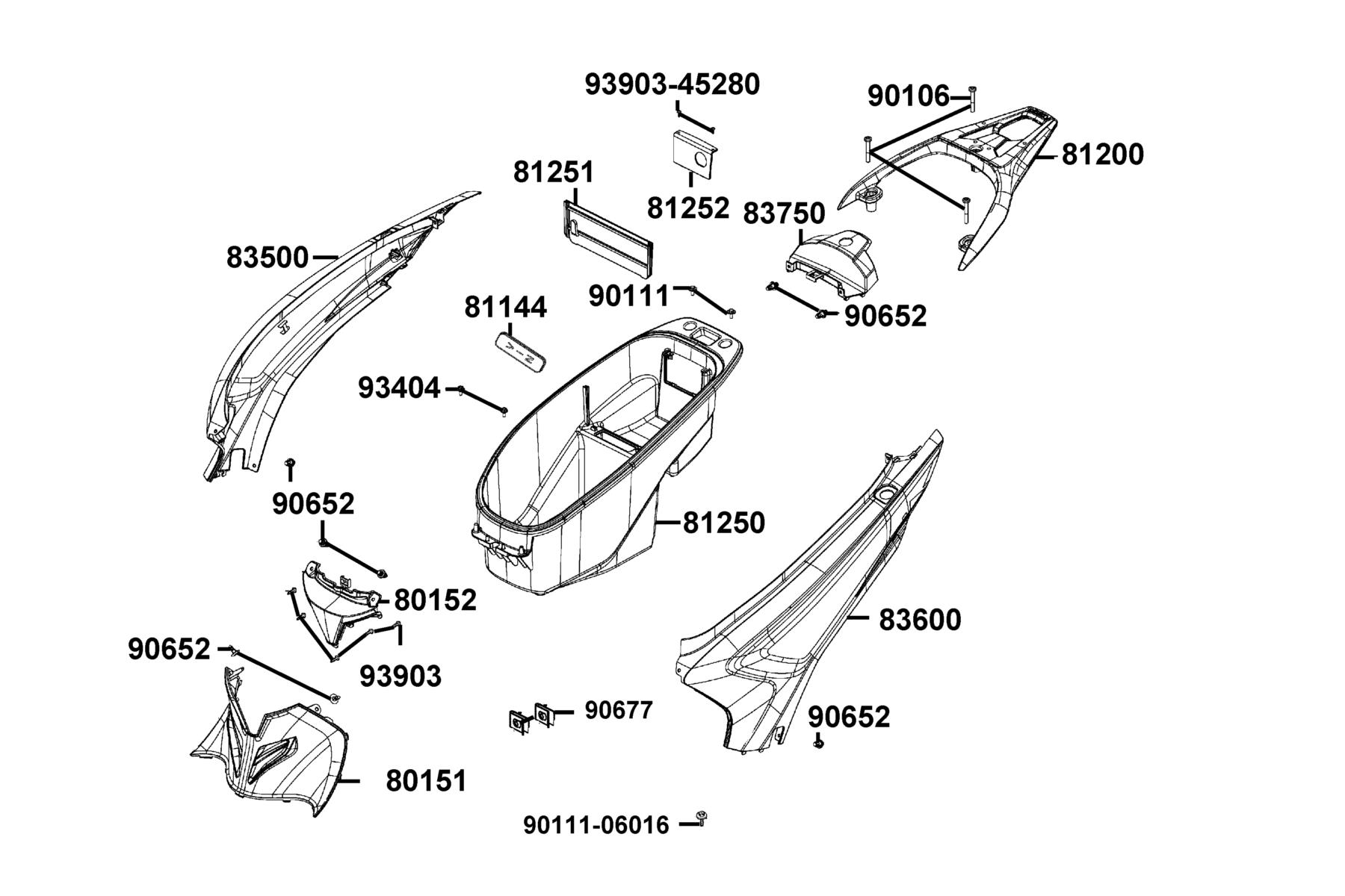 People S 150i ABS(2022) Body Cover ● Luggage Box parts diagram