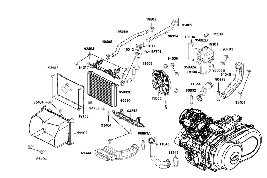 F23 Radiator parts diagram
