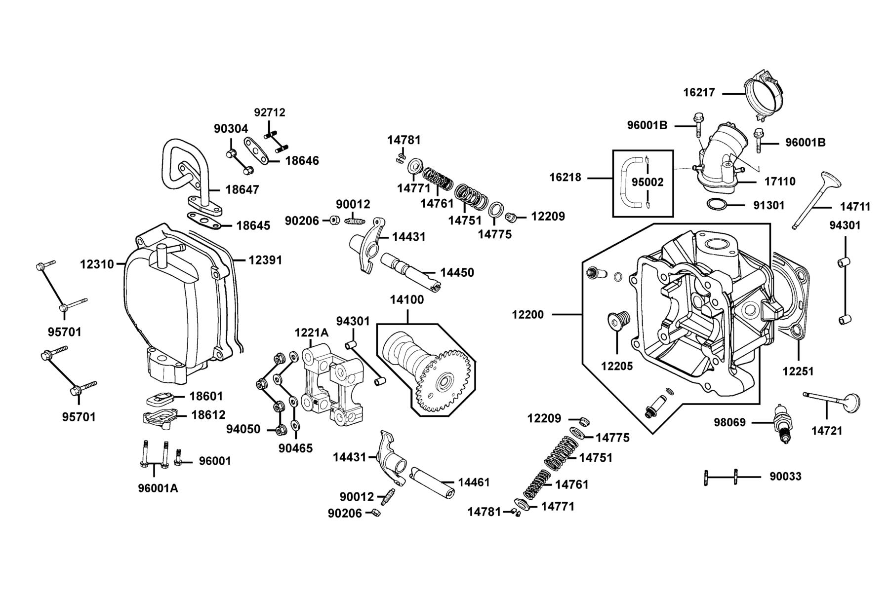 KYMCO Bet&Win 150 (2006-2007) Cylinder Head Cover and Cylinder Head parts diagram