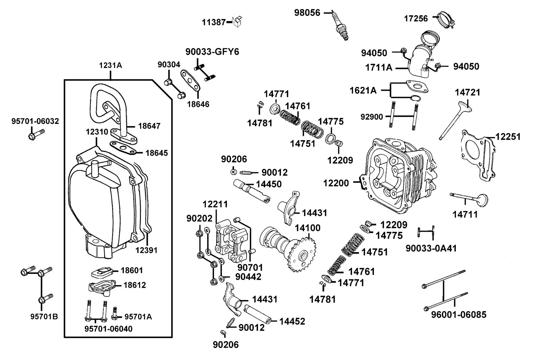 Agility 50 MY2023 Cylinder Head parts diagram