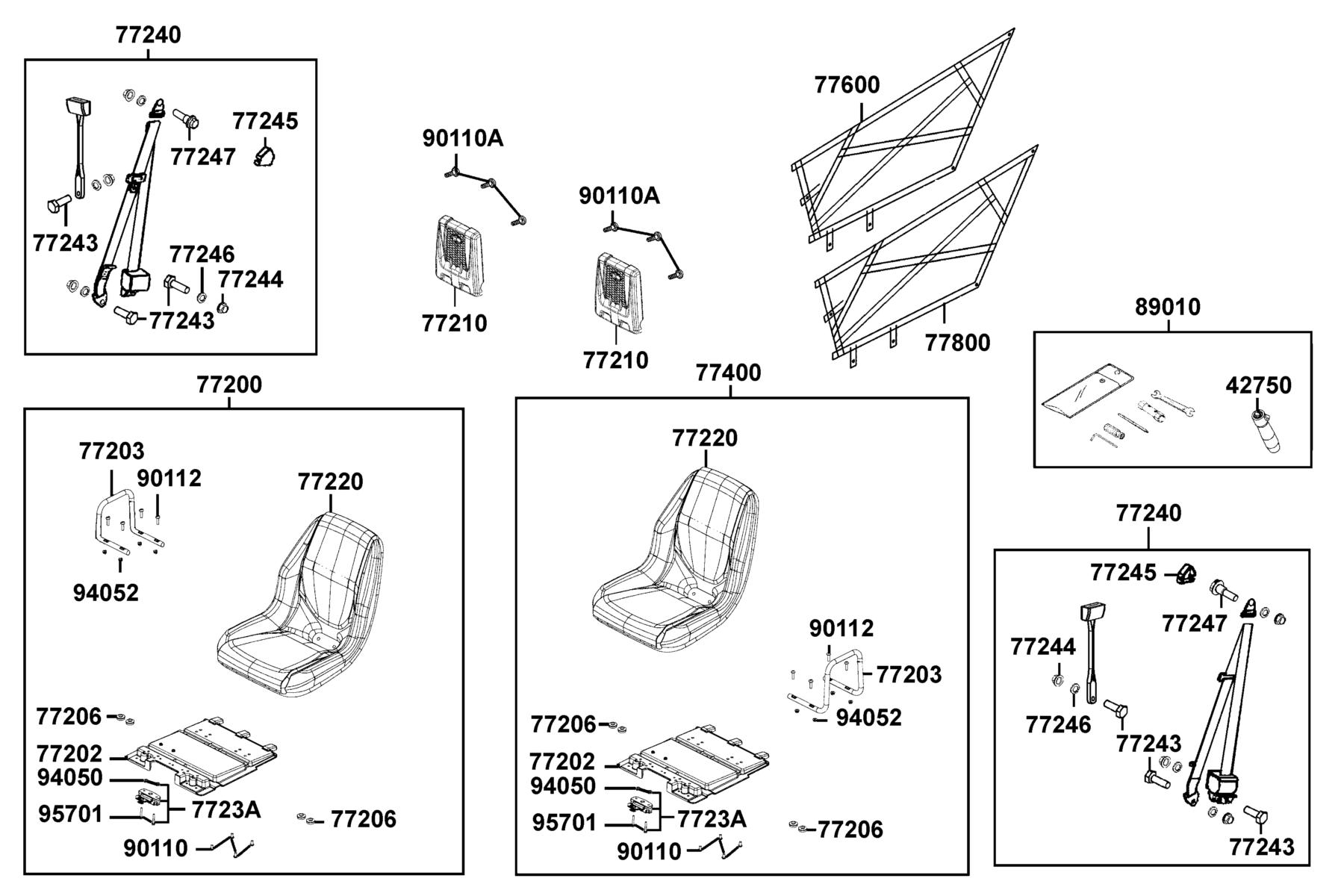 UXV 700i LE (2016~) Seat parts diagram