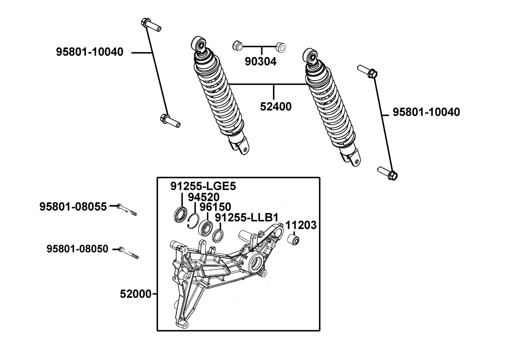 X-TOWN300i ABS (2019) Rear Cushion parts diagram