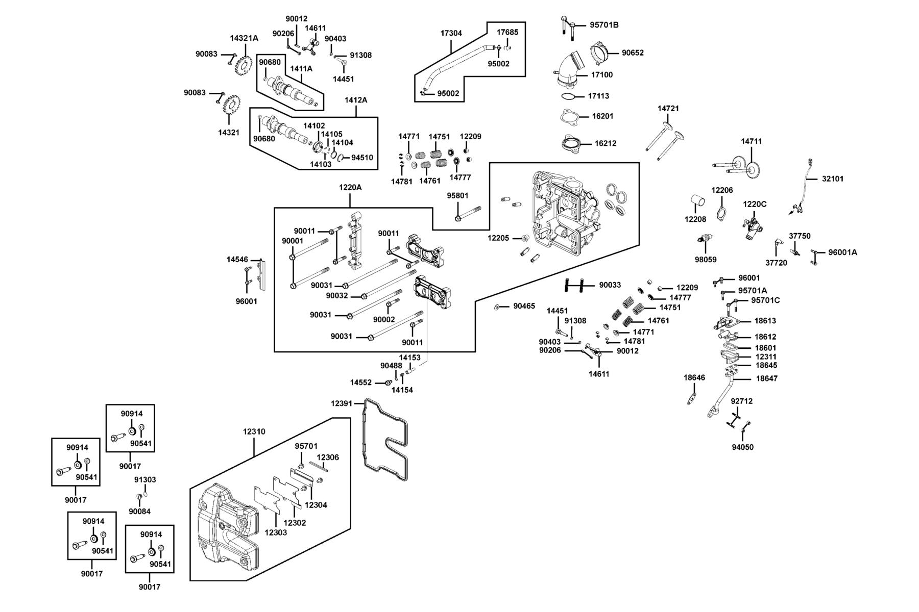 KYMCO XCITING 500 (2007-2007) Cylinder Head Cover and Cylinder Head parts diagram