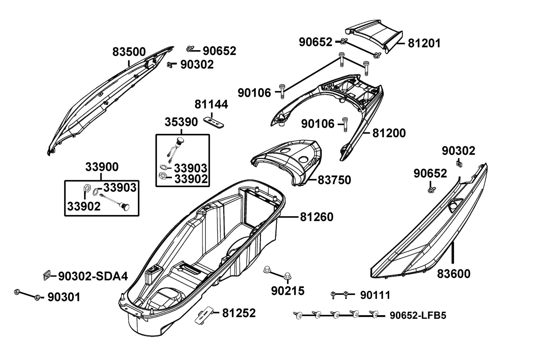 X-Town 300i ABS (2022) Body Cover ● Luggage Box parts diagram