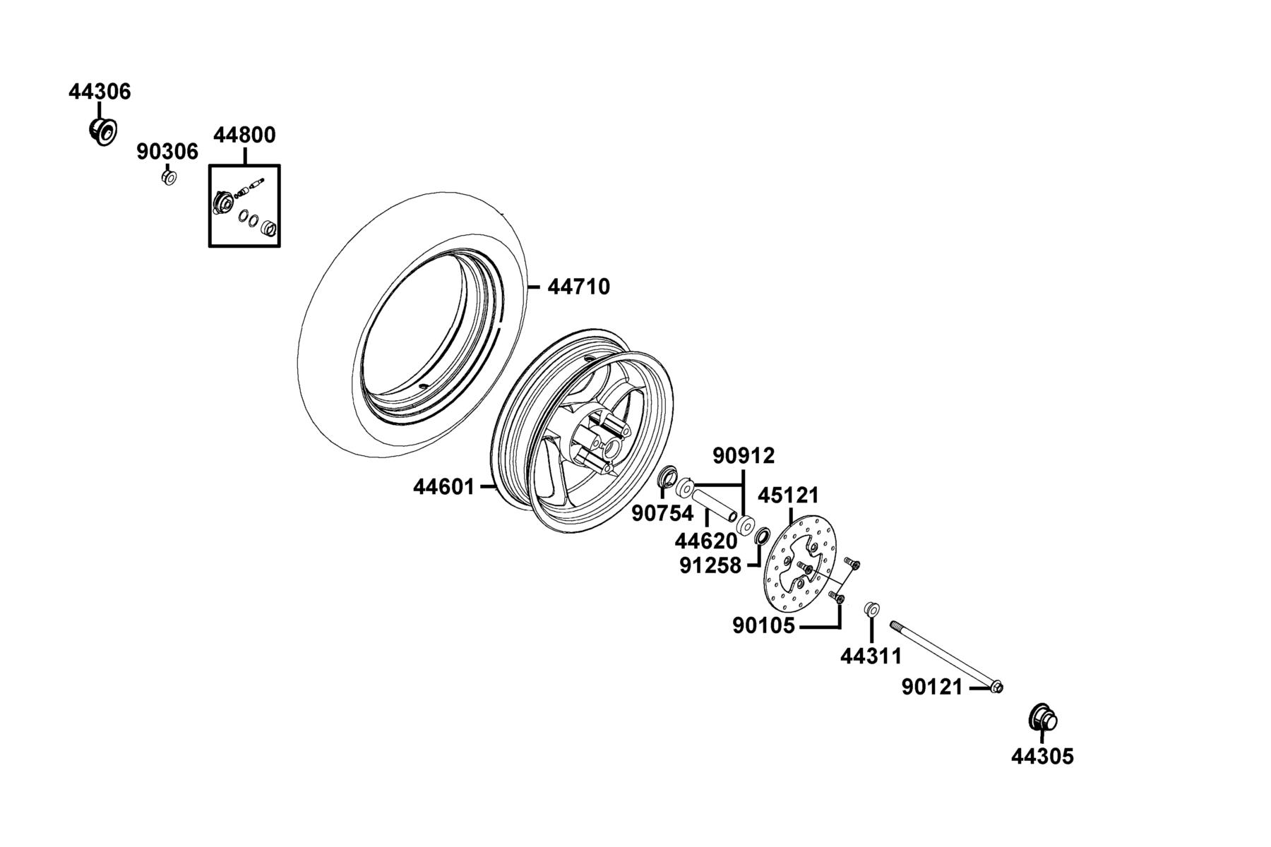 AGILITY 125(2021~) Front Wheel parts diagram