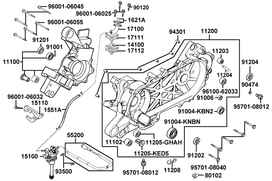 E09 Crankcase parts diagram
