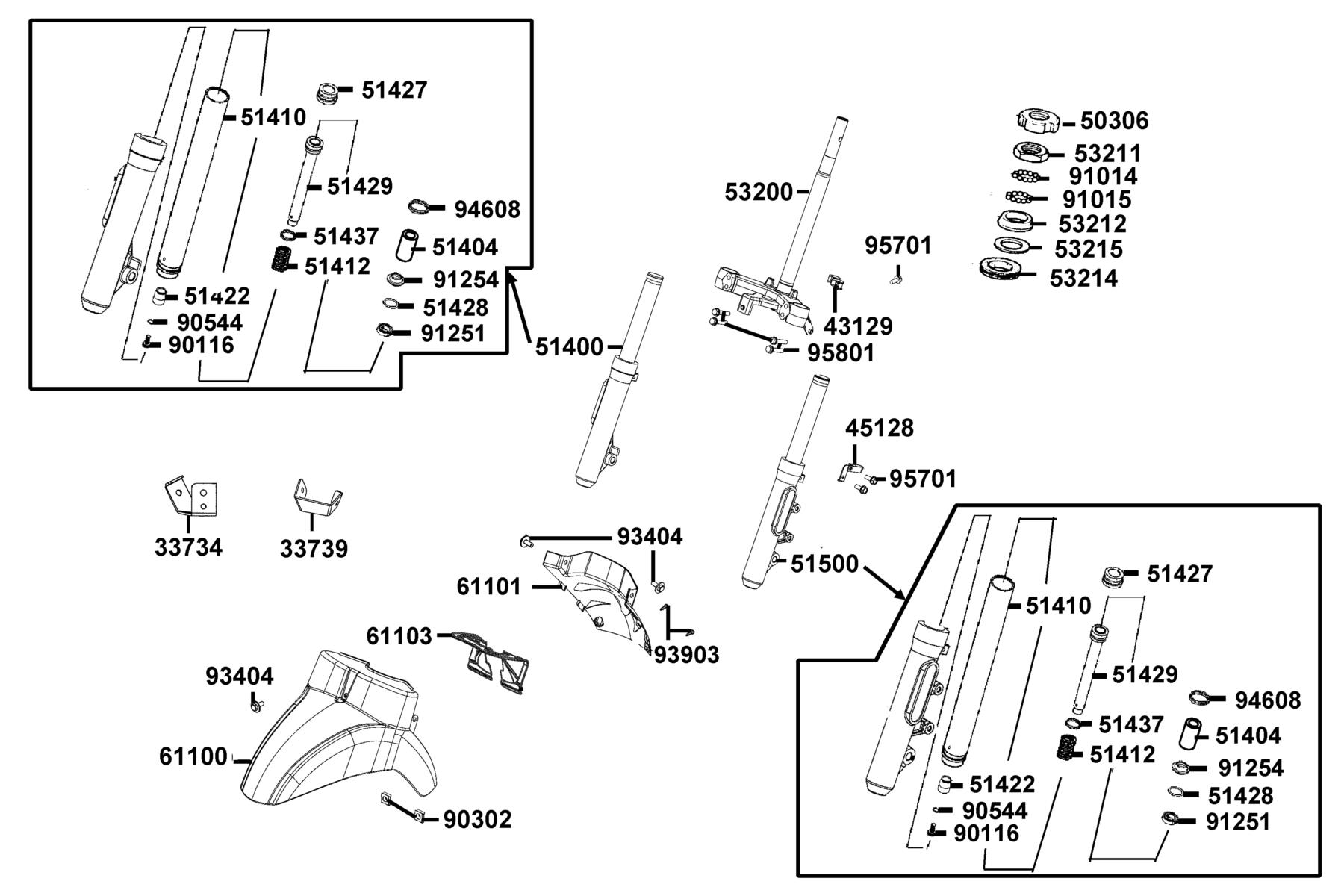Like 150 Noodoe(2020) Stem Steering ● Front Cushion parts diagram