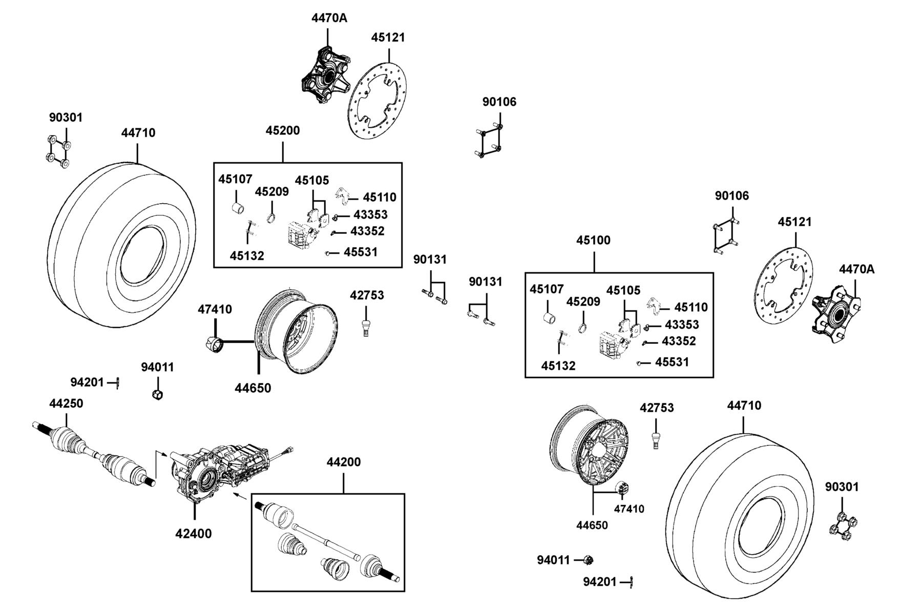 MXU 700i LE Front Wheel parts diagram
