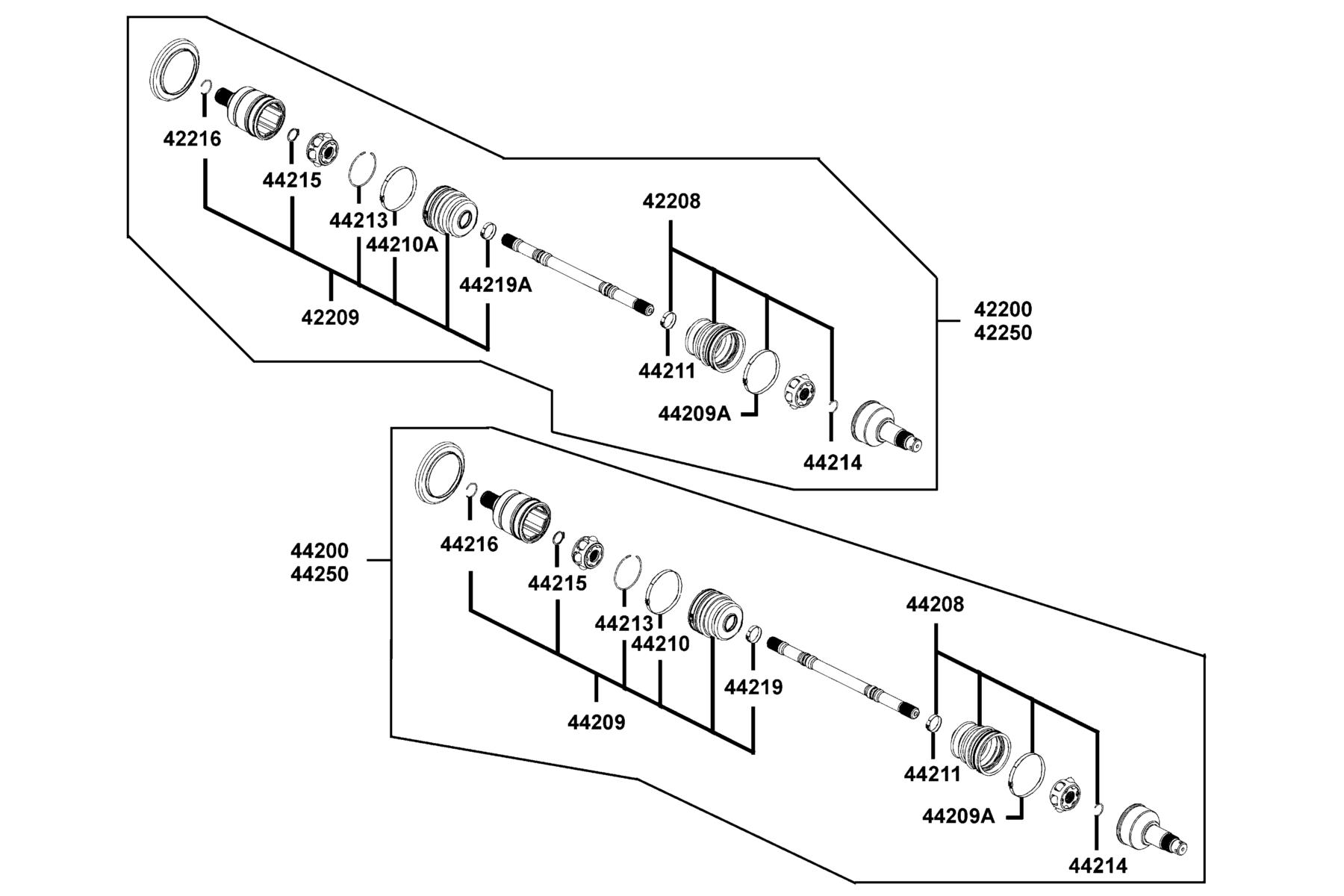 KYMCO UXV 500i G (Off Road) (2015+) Separated Parts Of Halfshaft parts diagram