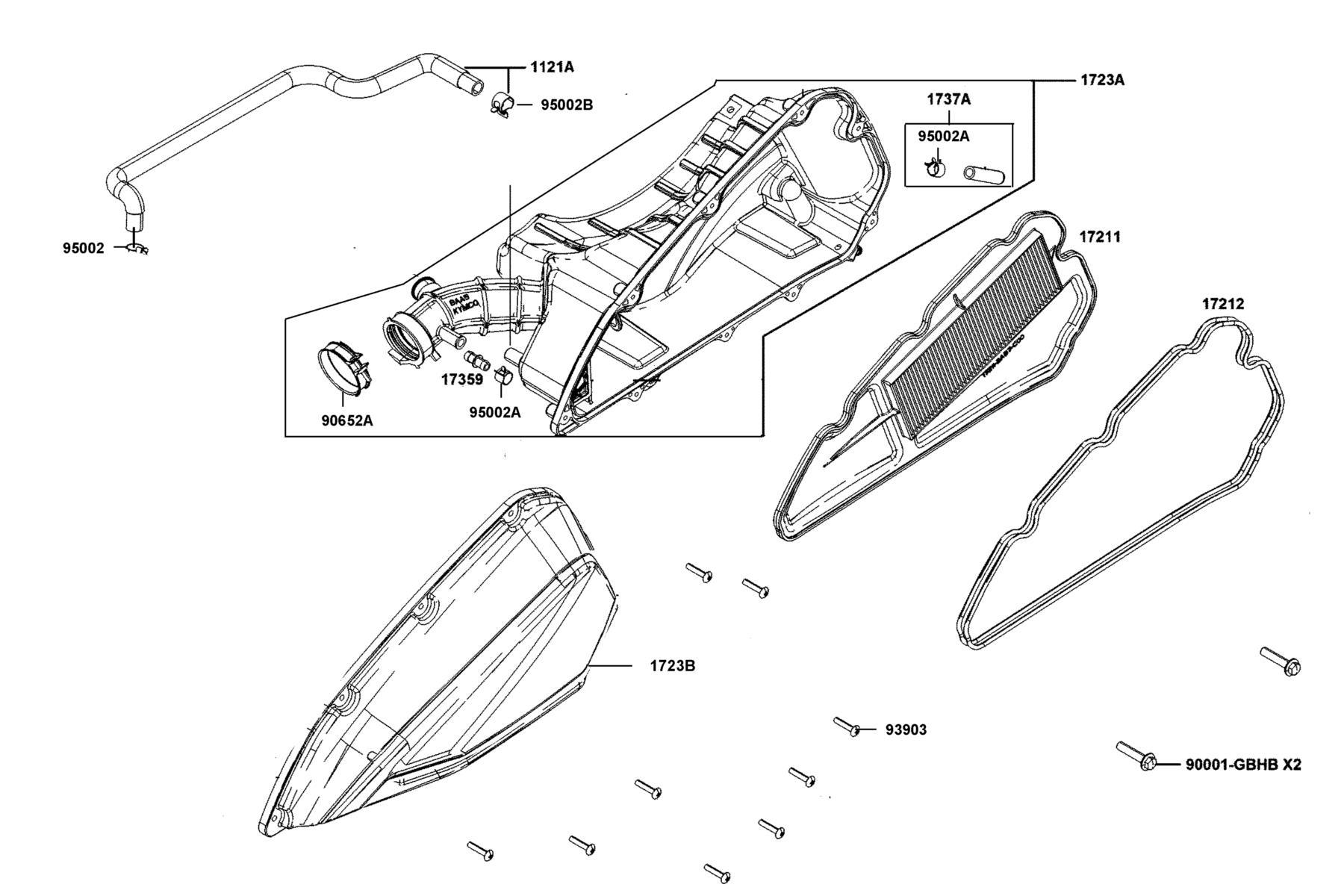 DOWNTOWN GT 125 Air Cleaner parts diagram