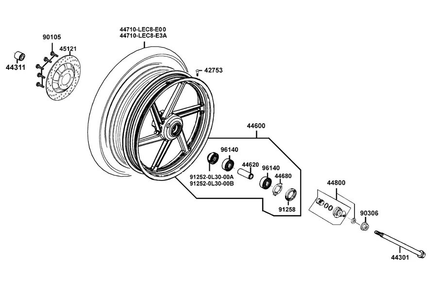 F08 Front Wheel parts diagram