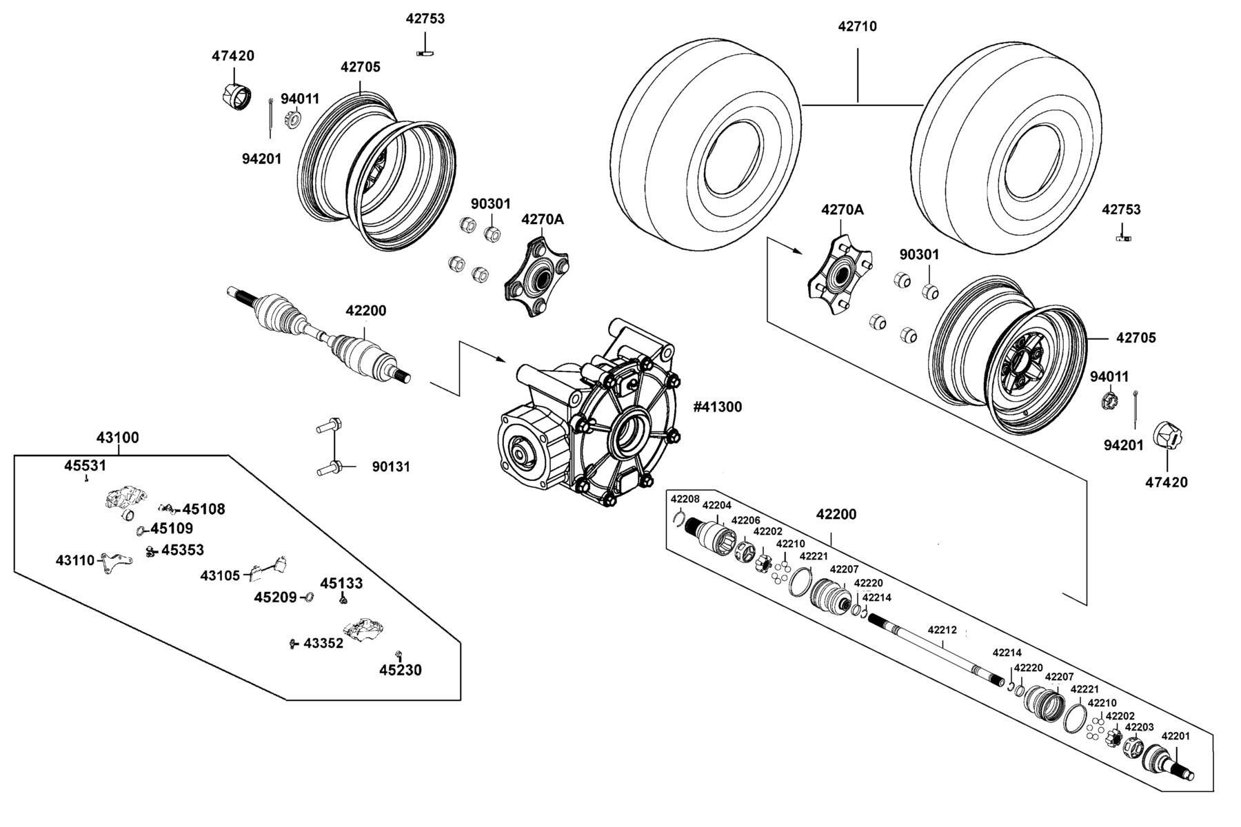 UXV Wheel Assy Rr parts diagram