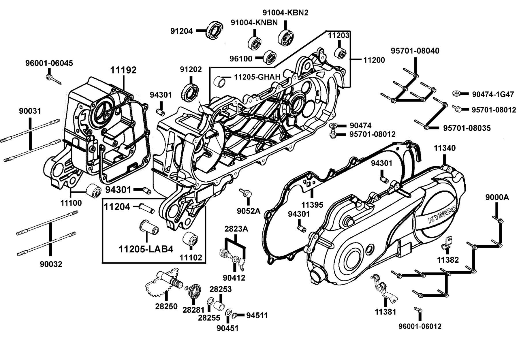 Agility 50 MY2023 Crank Case parts diagram