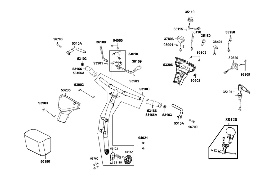 F01 Handle Steering parts diagram