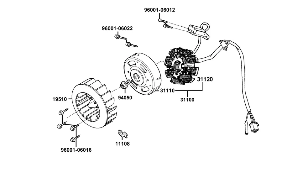 E03 Fan Cover and Generator parts diagram
