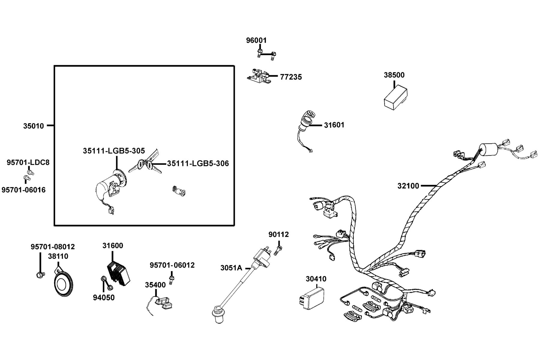 LIKE 50 LX(2012~) Wire Harness parts diagram