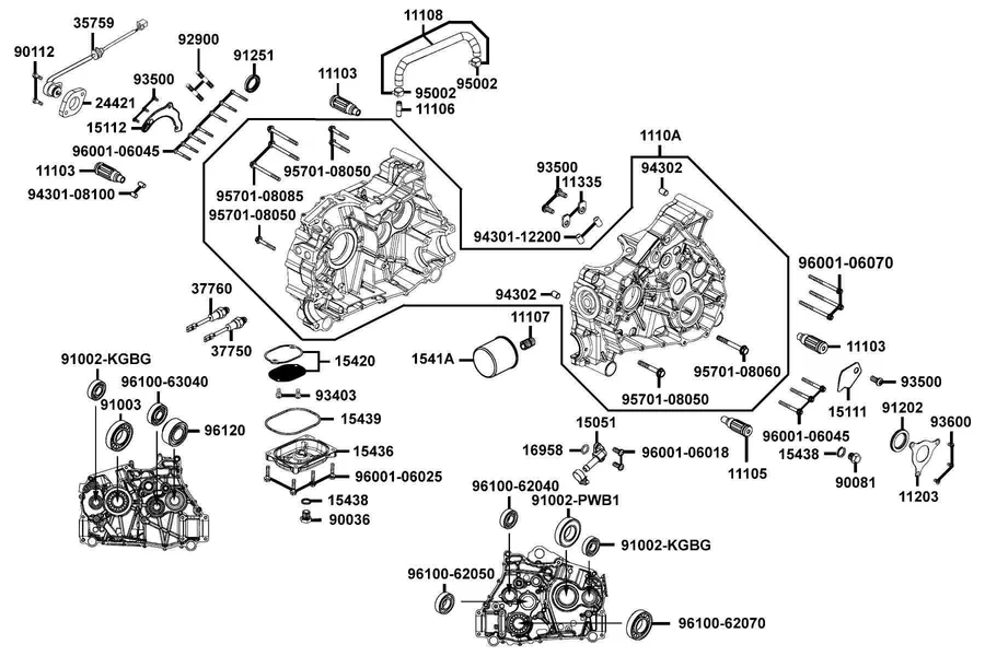 E01 Right Crank Case parts diagram
