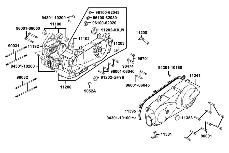 E01 Crank Case parts diagram