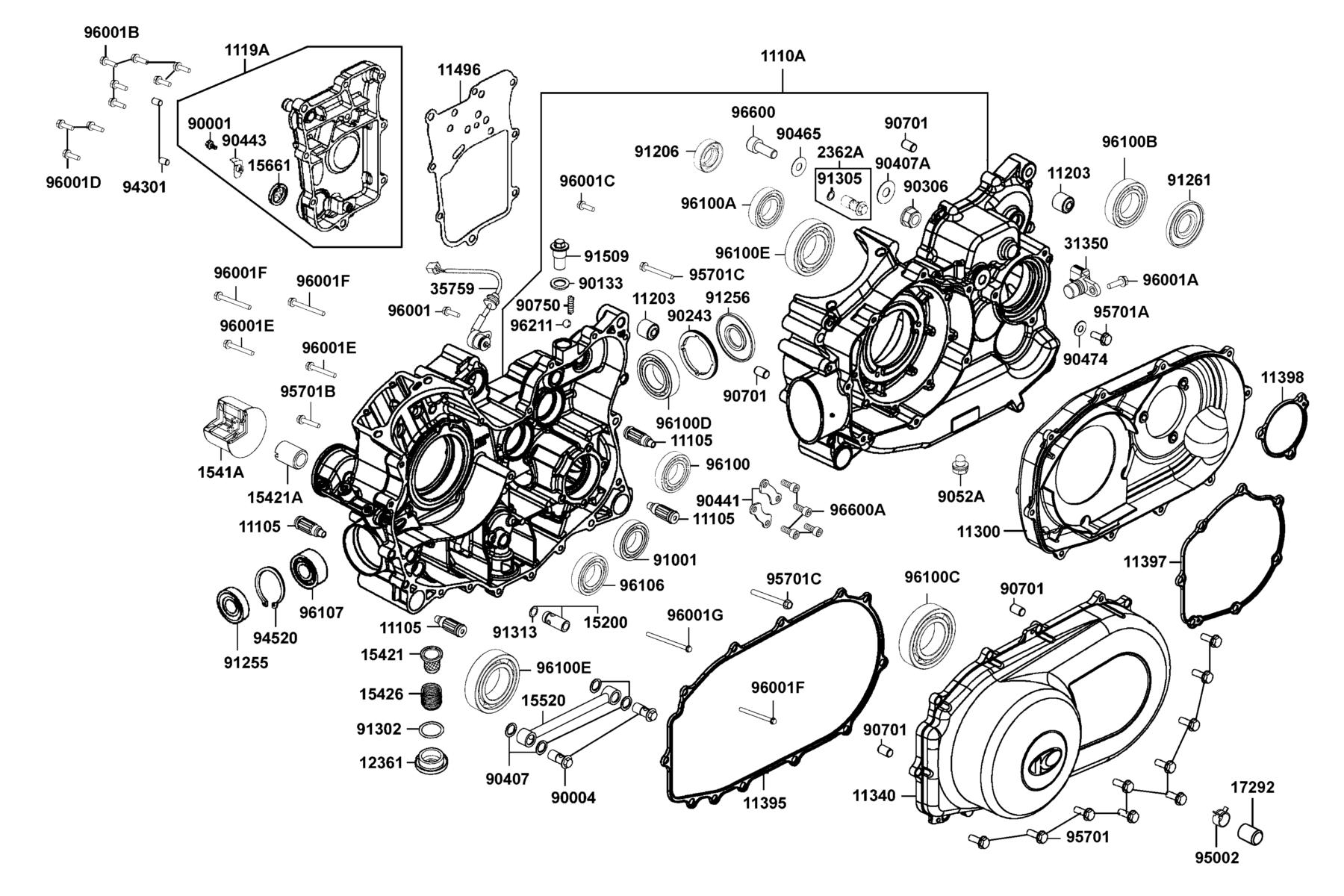 KYMCO MXU 700i Crank Case parts diagram