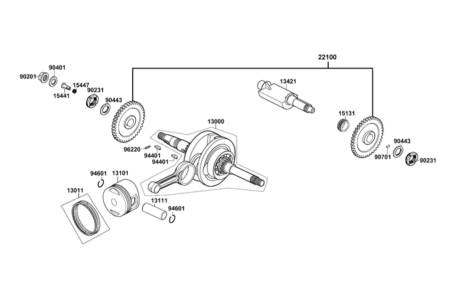 E04 Crankshaft and Piston parts diagram