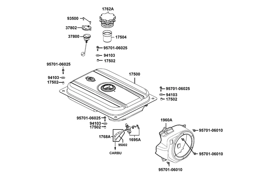 E10 Fuel Tank parts diagram