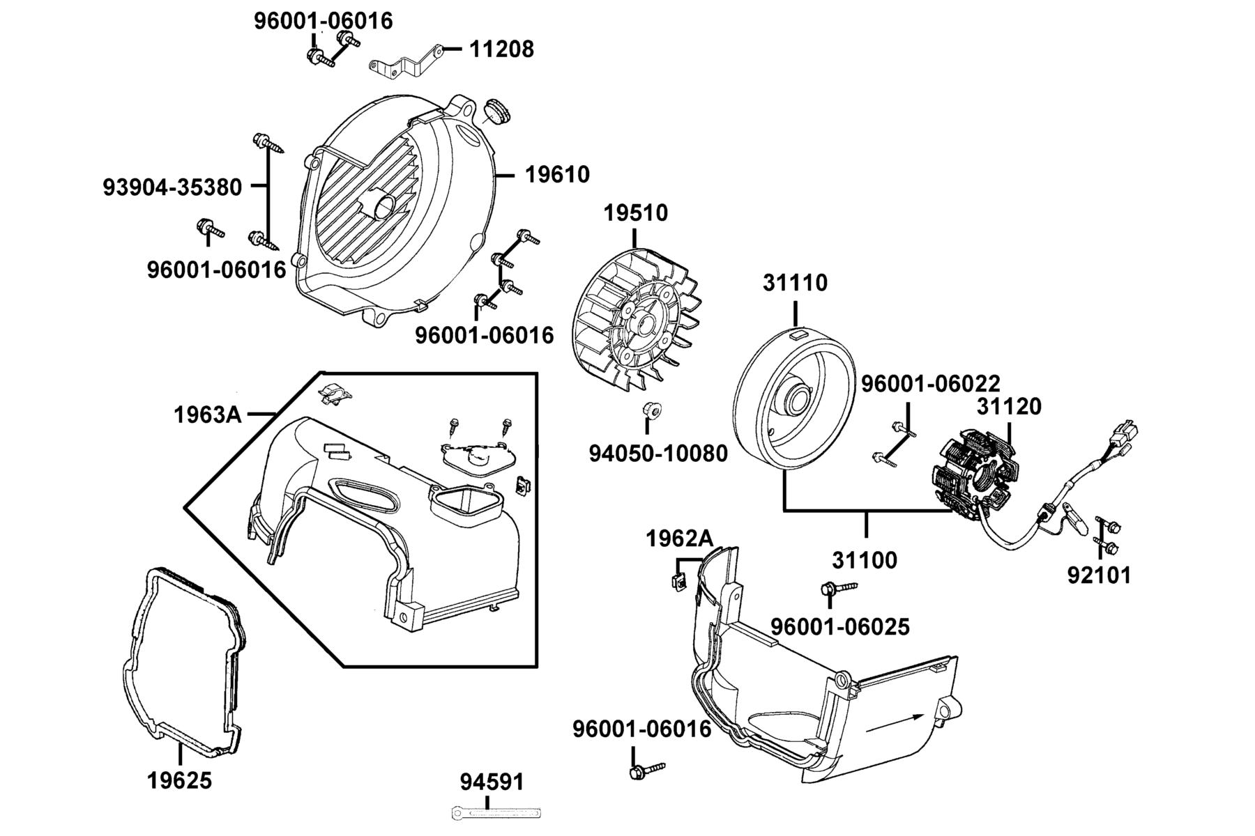 Agility 50 MY2025 Fan Cover ● Generator parts diagram