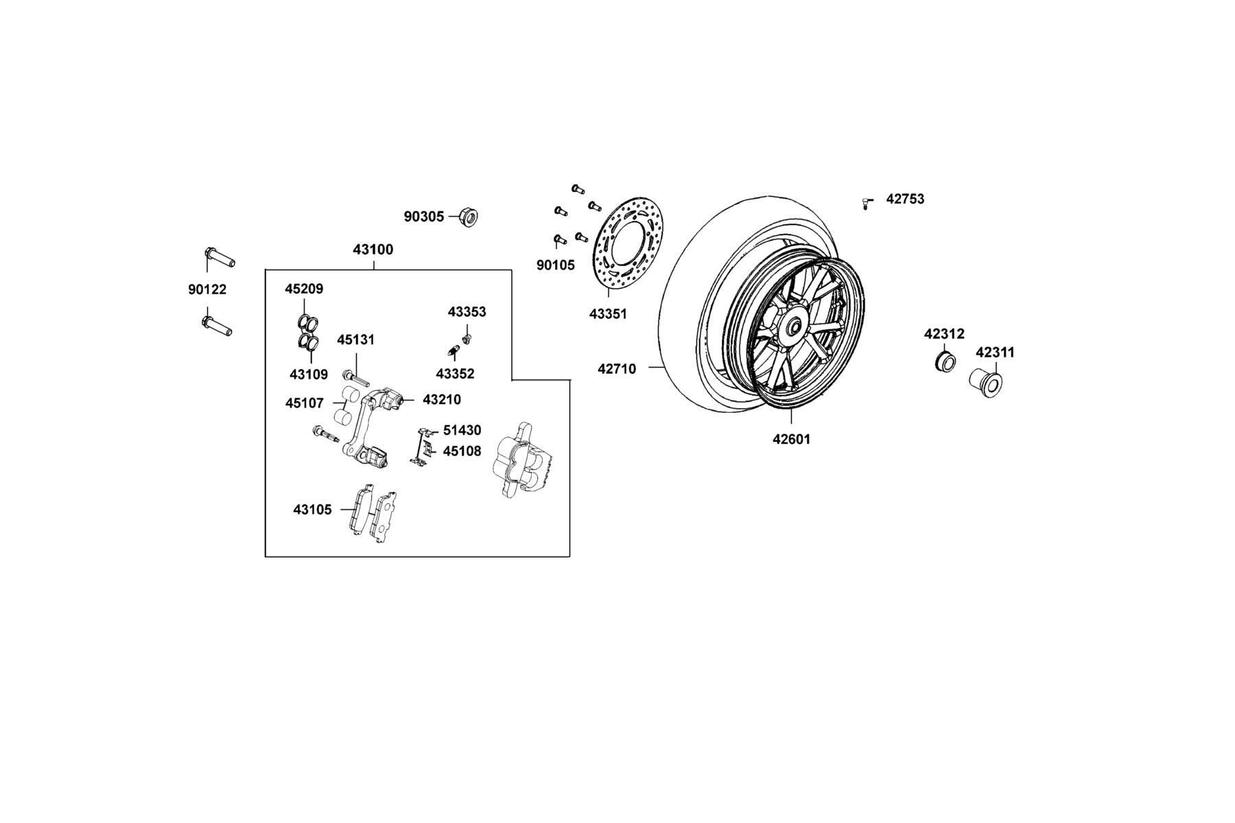 PEOPLE GTi 300 (2016~) Rear Wheel parts diagram