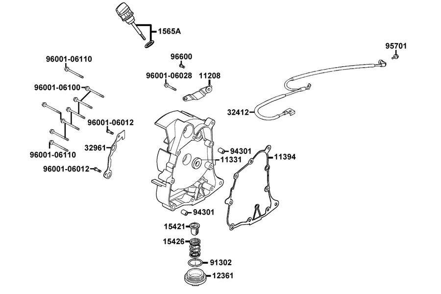 E04 Right Crankcase Cover parts diagram