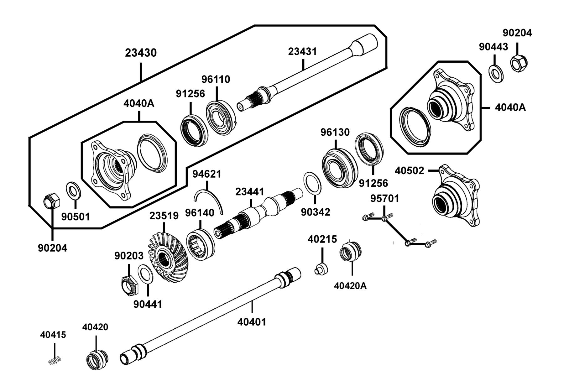 UXV Shaft Drive Front parts diagram