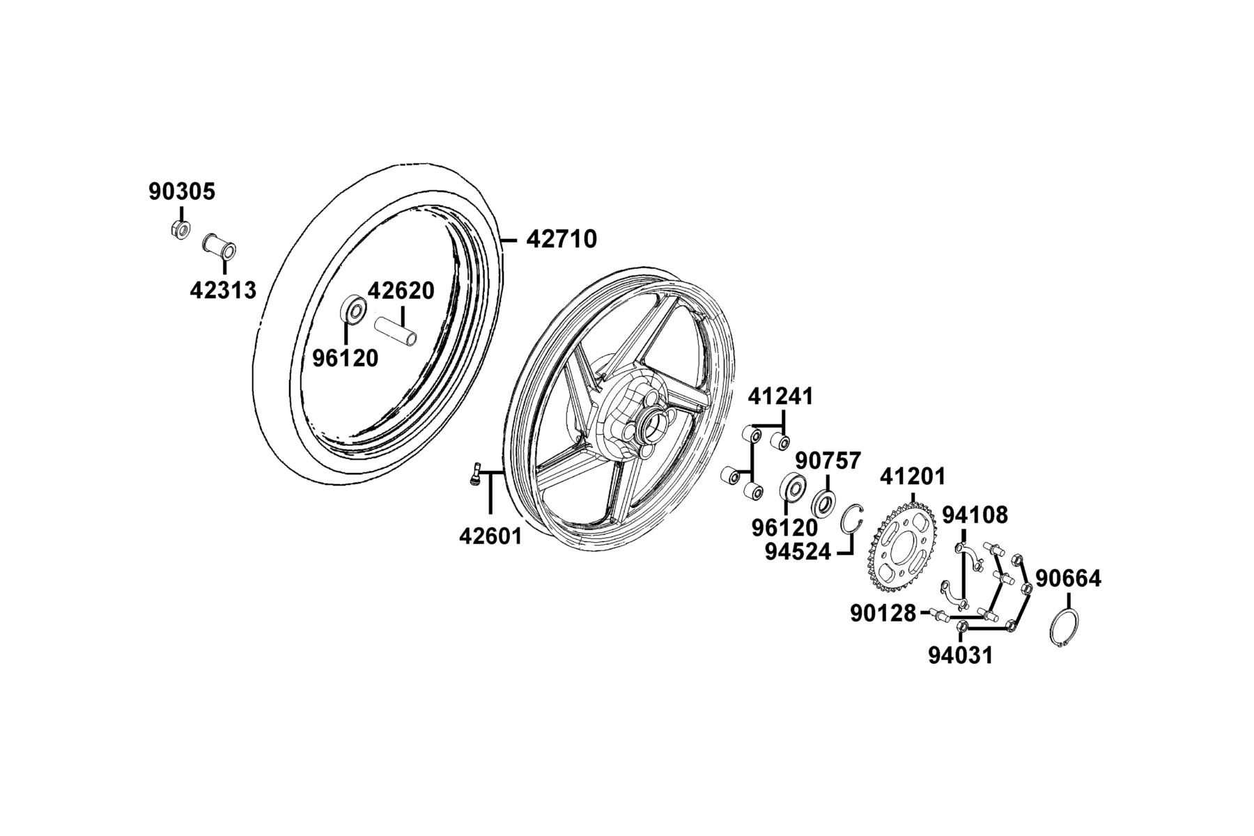 K-PIPE 125(2020) Rear Wheel parts diagram