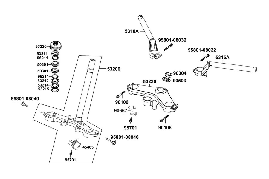 F04 Handle Steering and Stem parts diagram
