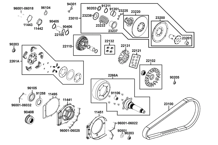 E05 Drive Pulley parts diagram