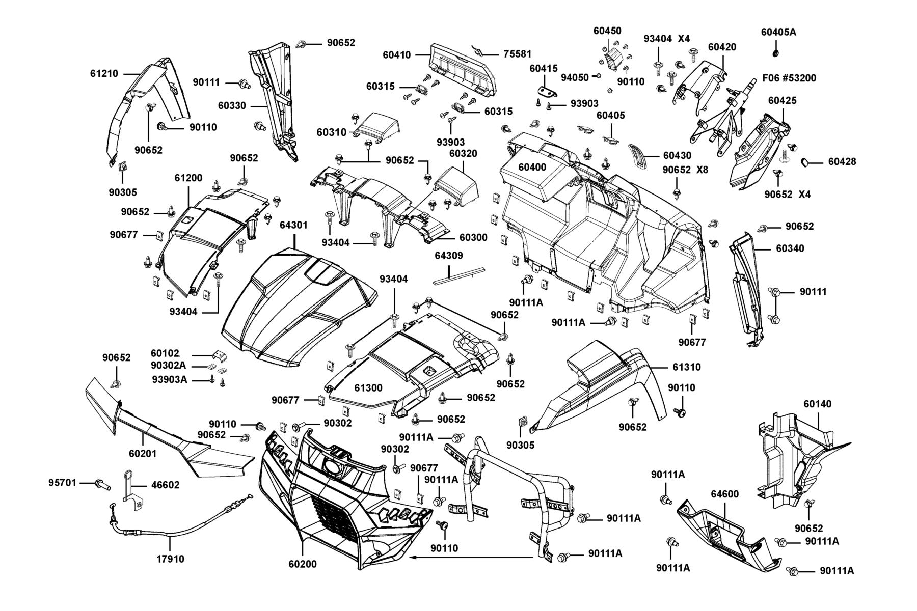 UXV 450i (2017~) Fender Front parts diagram