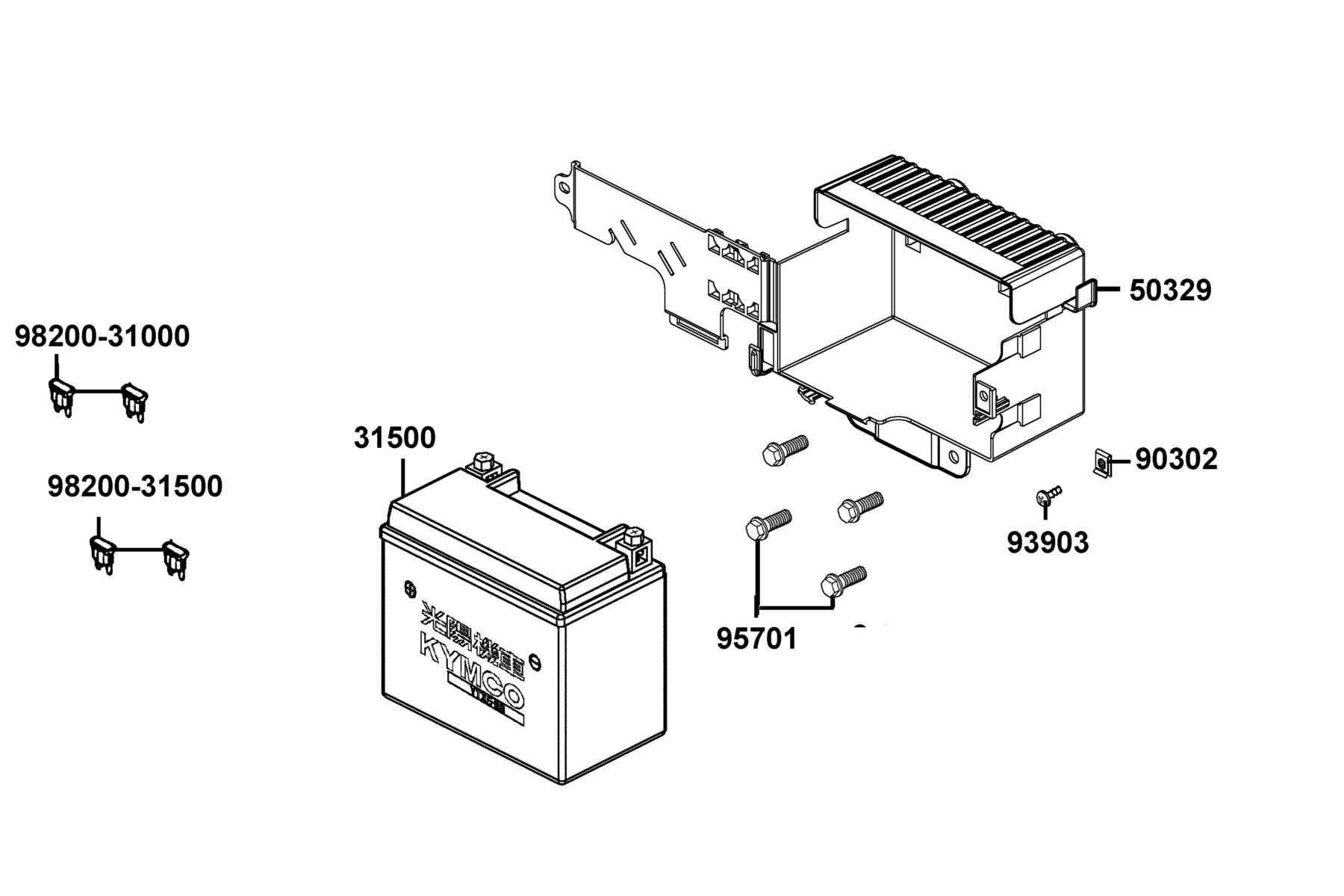 LIKE(2)50(2019~) Battery parts diagram